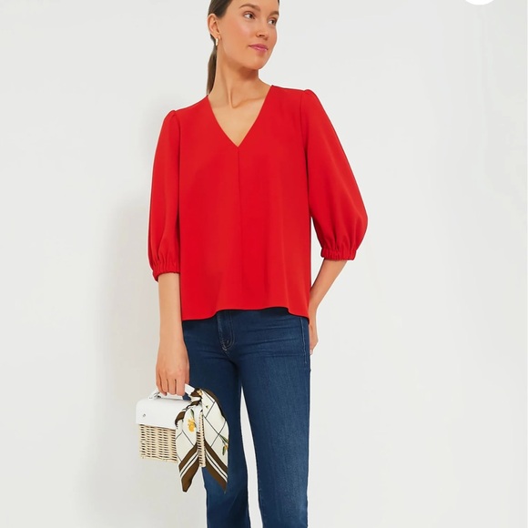 Tuckernuck Women's Poppy Red Hollis Blouse - Picture 1 of 9